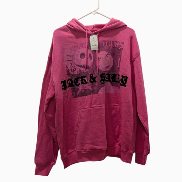 NWT Jack & Sally Pink Halloween Pullover Hoodie Sweatshirt XL - Picture 9 of 9